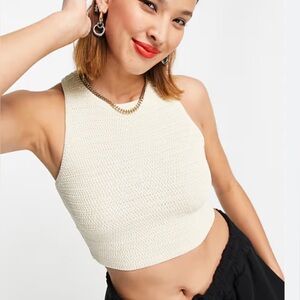 Weekday Cream crocheted Textured Tank Top New no tags XS